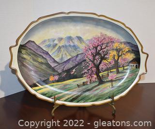 Large Display Platter “Spring in the Zillertal” H & G Selb Bavaria Germany with Easel 